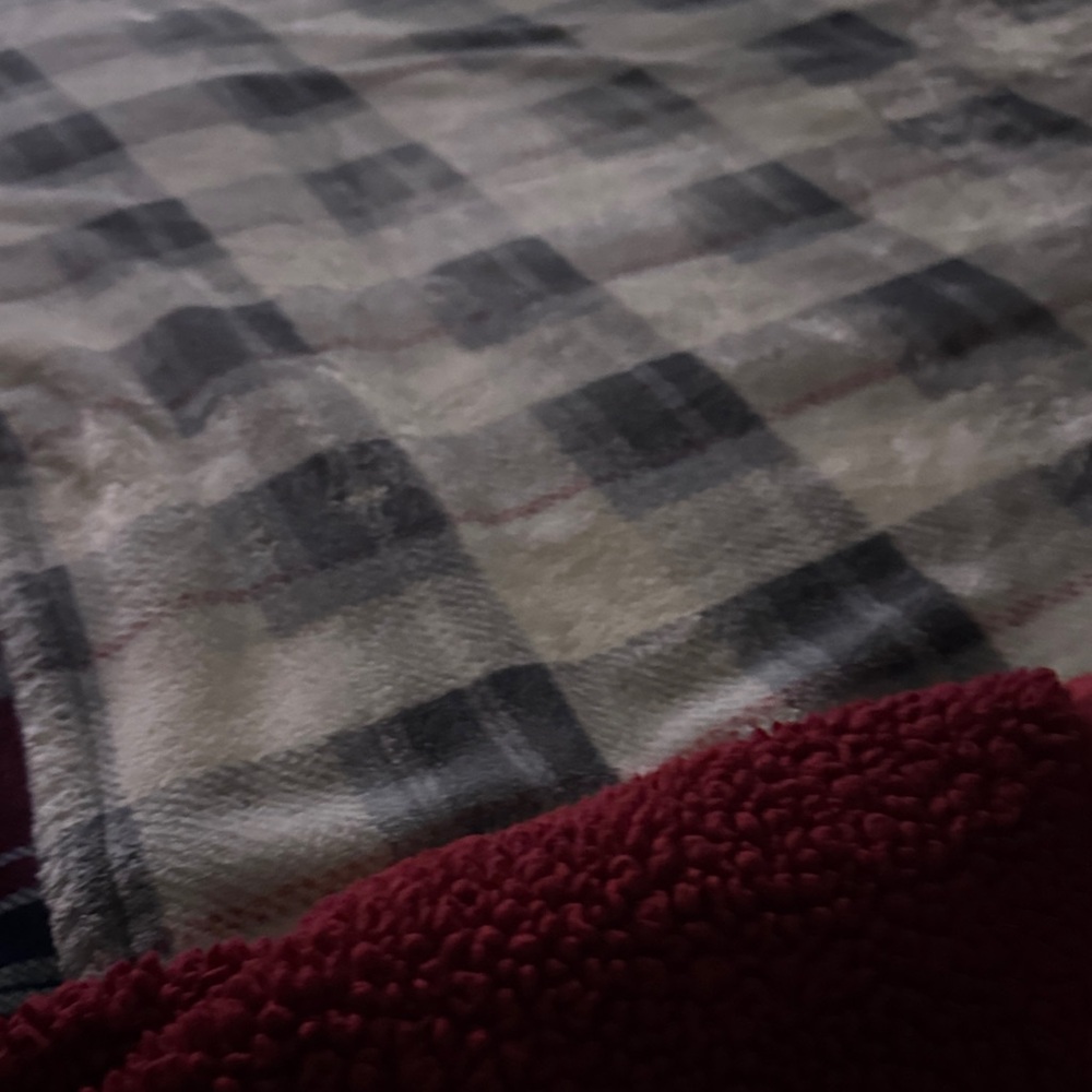 Plaid and Red Blanket